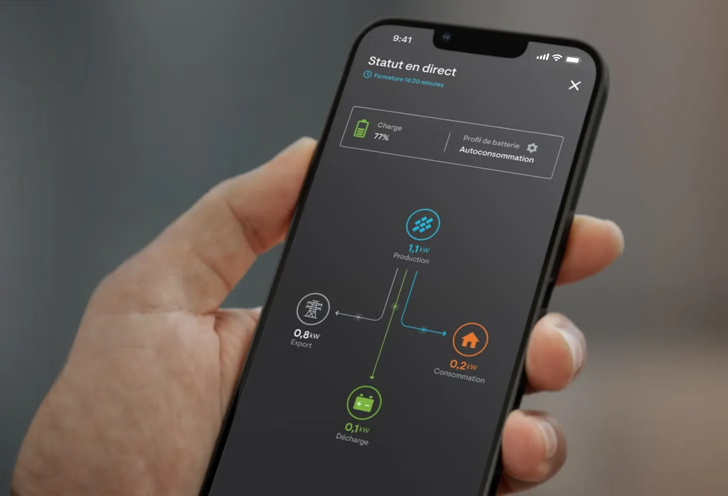 Application Enphase — suivi de la production et de la consommation en temps réel